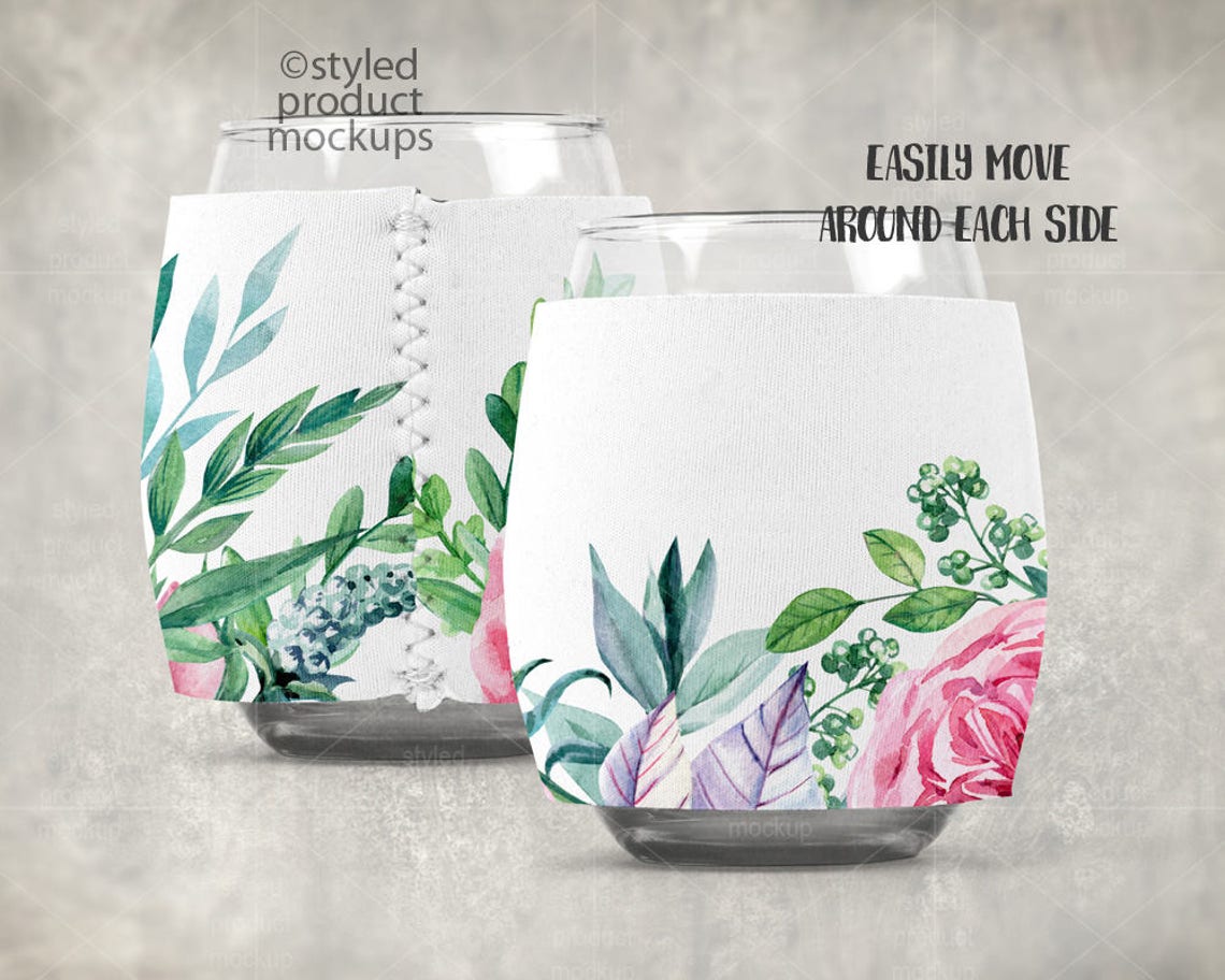 Dye Sublimation Wine Glass Sleeve Mockup Template Add Your Etsy