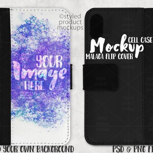 Dye sublimation Malaga flip open phone case mockup | Add your own image and background