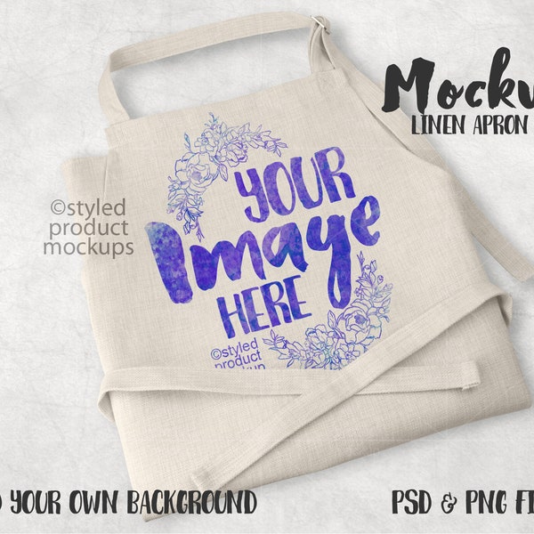 Dye sublimation linen apron Mockup | Add your own image and background