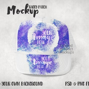Dye sublimation round raggy patch shown on a hat Mockup | Add your own image and background