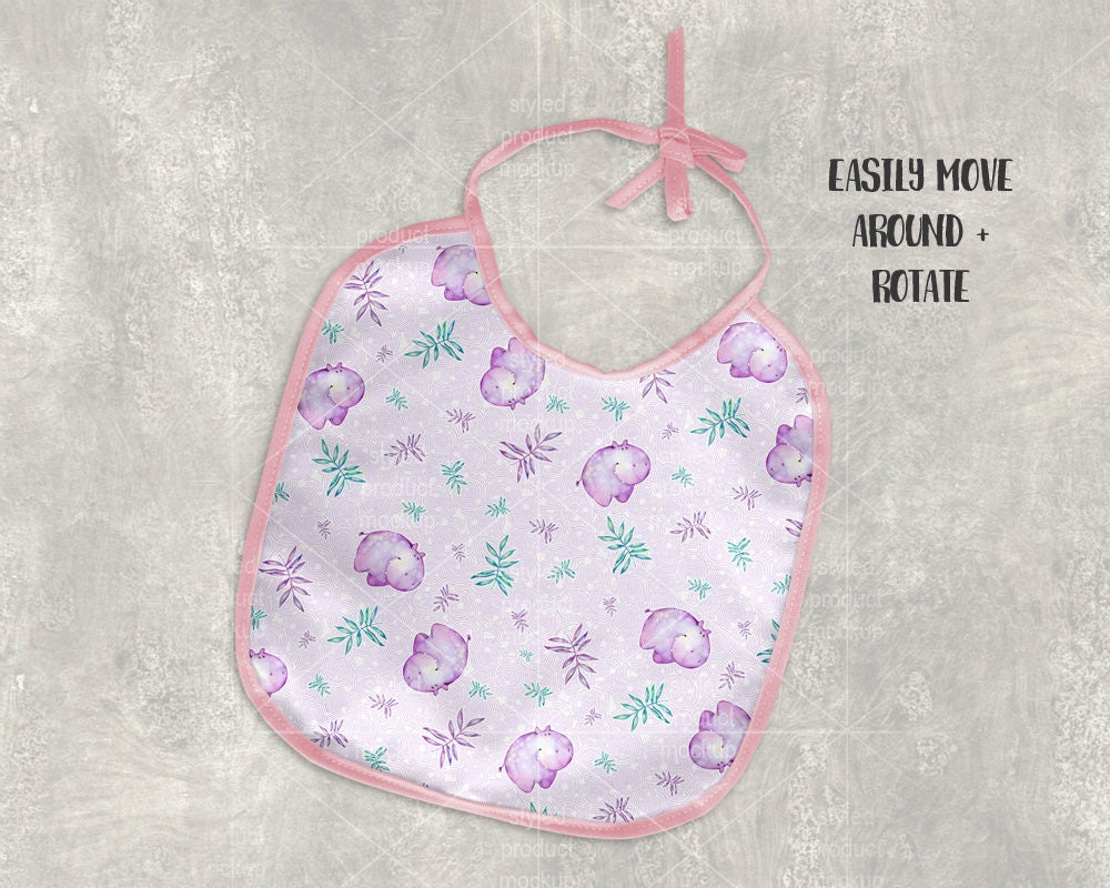 Download Sublimation baby bib with pink trim template mockup Add ...