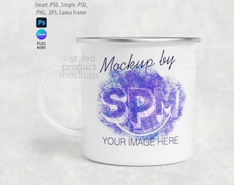 Dye sublimation 11oz camp mug Mockup | Add your own image and background