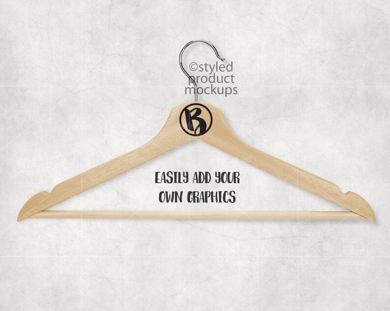Download Wooden clothes hanger Mockup Add your own image and | Etsy