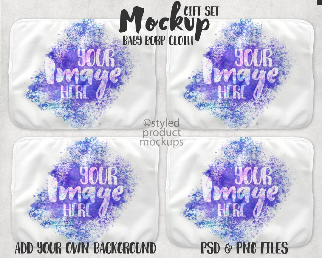 Dye Sublimation Burp Cloth Set Mockup Add Your Own Image and Background