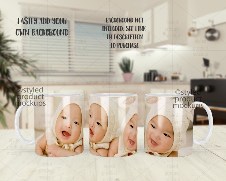 Dye Sublimation 11oz Full Wrap Coffee Mug Mockup Add Your Etsy