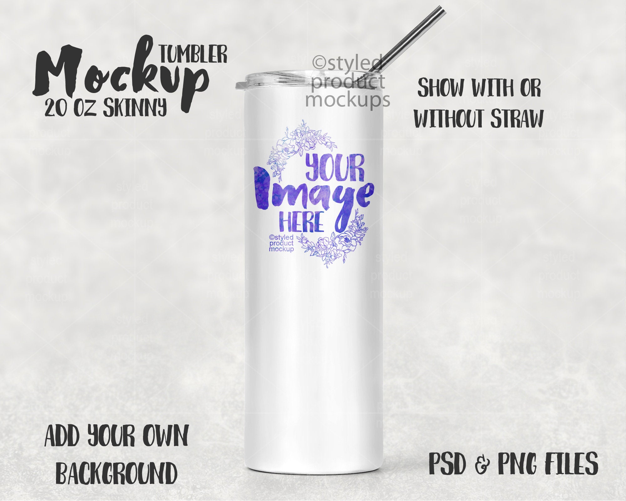 Download 20 Oz Color Coated Skinny Tumbler Mockup Add Your Own Image Etsy