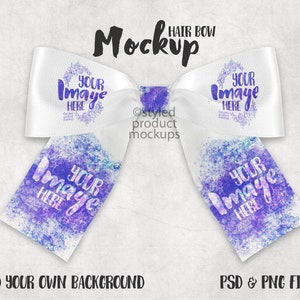 Dye sublimation grosgrain ribbon cheer bow mockup | Add your own image and background