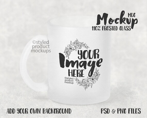 Download 11 Ounce Frosted Glass Mug Mockup Template Add Your Own Etsy