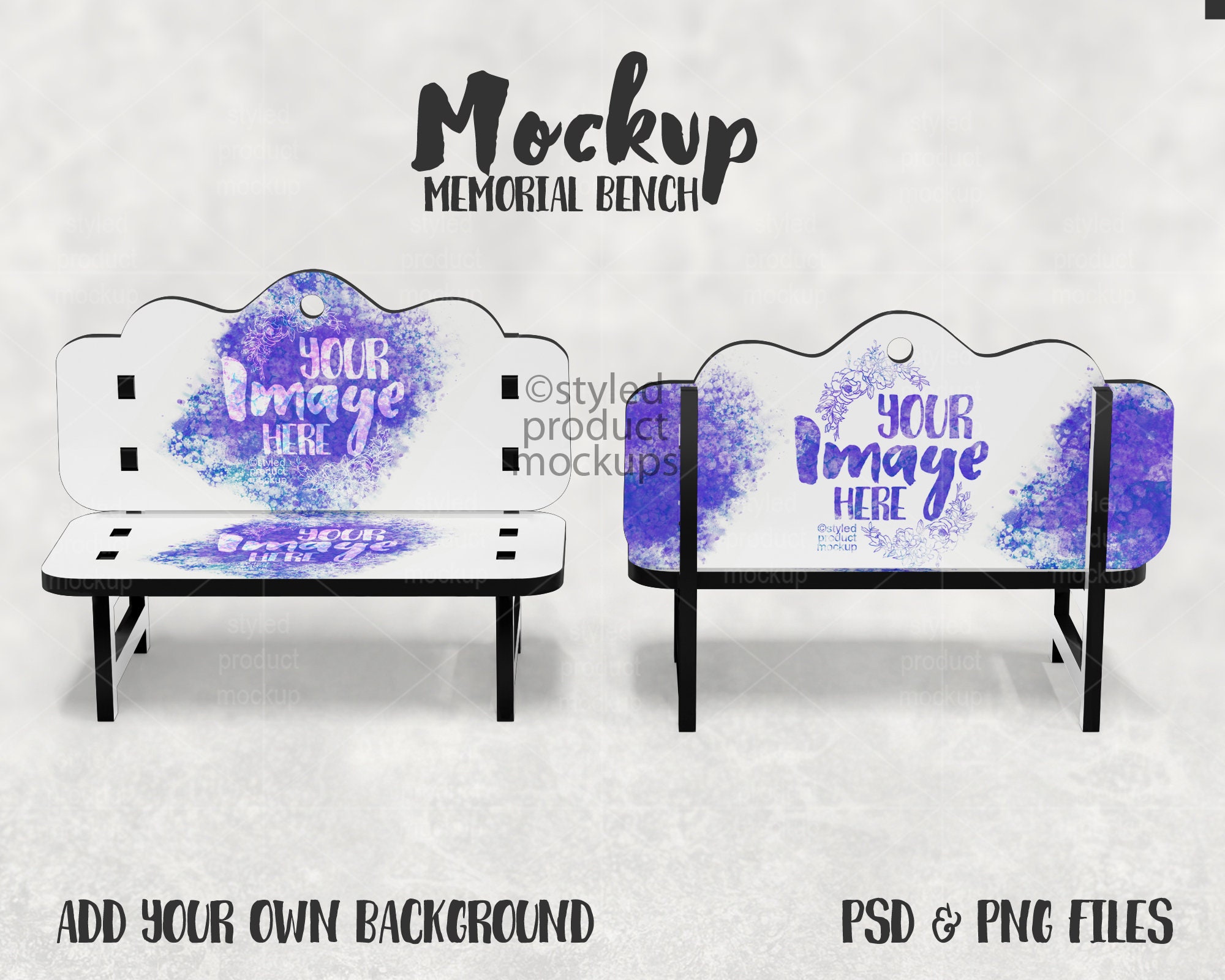 Dye Sublimation Memorial Mini Bench Mockup | Add Your Own Image and ...