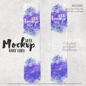 Dye sublimation knee high socks Mockup | Add your own image and background