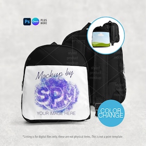 Kinderrucksack Mockup - Sublimation PSD & PNG - Smart Objekt Schultasche - Canva Rahmen - Bearbeitbare Produktdarstellung