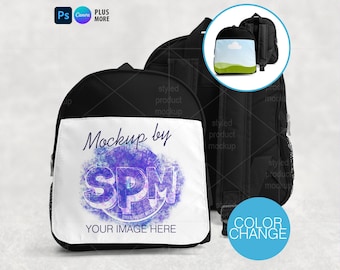 Kinderrucksack Mockup - Sublimation PSD & PNG - Smart Objekt Schultasche - Canva Rahmen - Bearbeitbare Produktdarstellung