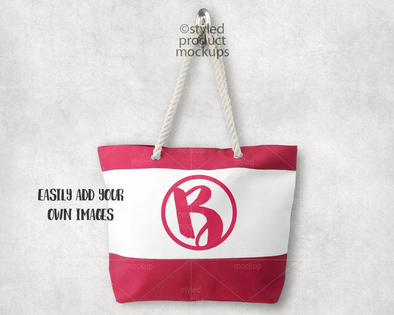 Tote Bag With Rope Handles Mockup Template Add Your Own Image | Etsy