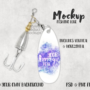 Dye sublimation fishing lure Mockup Add your own image and background image 1