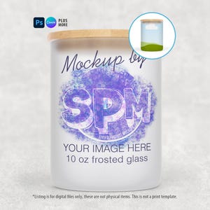 Mockup van een kaarsenhouder van mat glas (280 ml) | Pot met bamboe deksel (PSD, PNG, EPS)