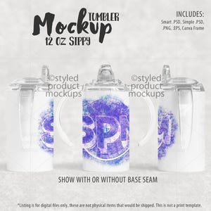 Dye sublimation 12oz sippy lid Mockup | Add your own image and background | Canva frame mockup