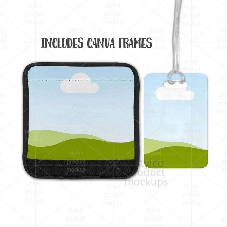 Sublimation rectangle luggage tag and wrap mockup | Add your own image and background image 7