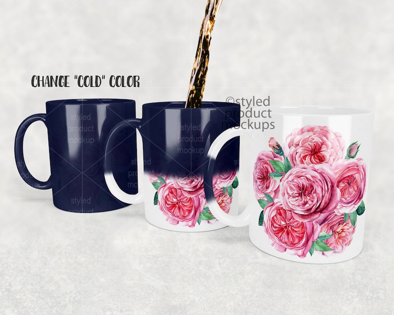 Dye sublimation 11oz color changing magic mug Mockup Add your own image and background image 4