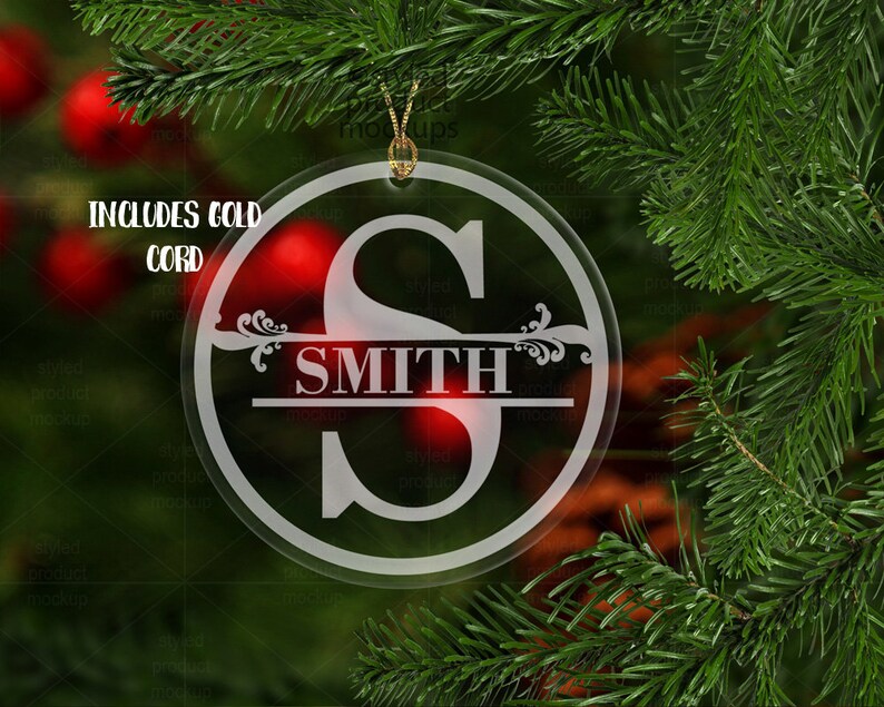 Etched Glass Round Ornament Mockup Template Add Your Own Etsy UK