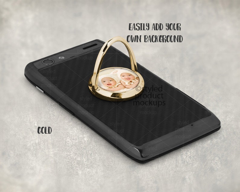 Dye sublimation cell phone grip mockup template Add your