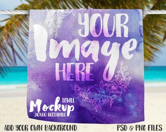 Rectangle 30x60 Beach Towel mockup template | Add your own background | Dye Sublimation