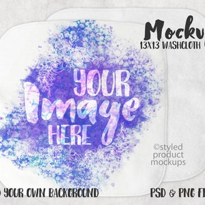 Dye sublimation 13x13 washcloth Mockup | Add your own image and background