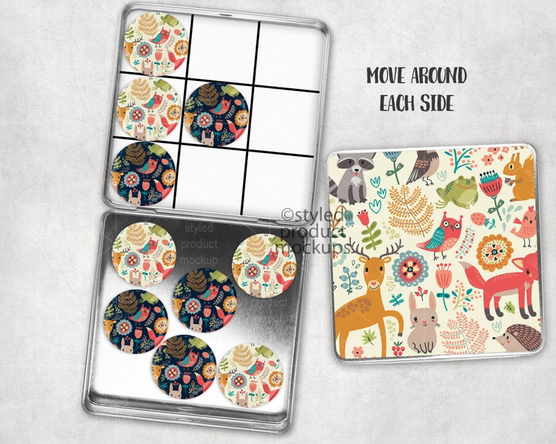 button tic tac toe travel game mockup Add your own Etsy