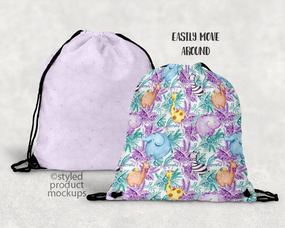 Threaders Drawstring Backpack Template Two Sided Drawstring Backpack Template Mockup | Add Your Own Image and ...
