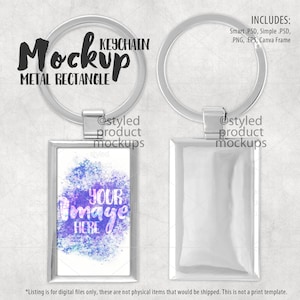 Dye sublimation rectangle metal keychain Mockup | Add your own image and background  | Canva Frame Mockup