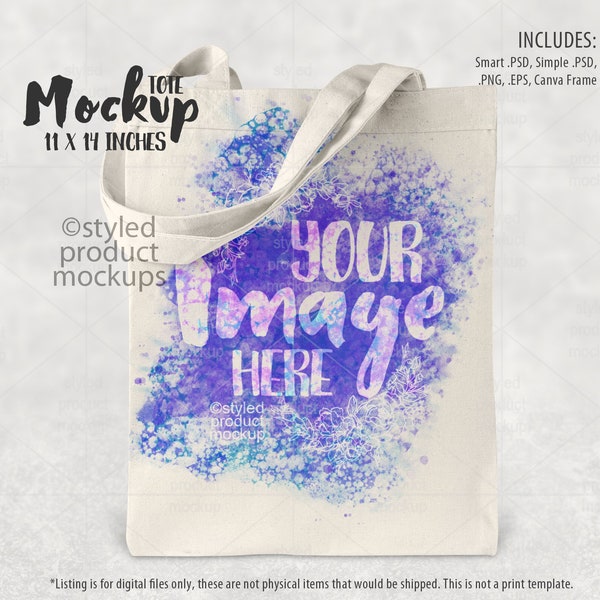11x14 inch canvas tote bag with gusset Mockup | Add your own image and background