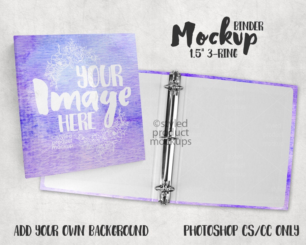 Download Three ring binder in flat lay view mockup template Add your | Etsy