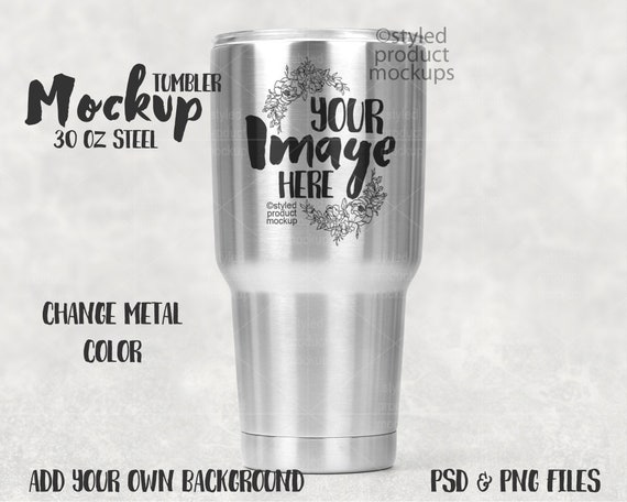 Download 30 Oz Stainless Steel Tumbler Mockup Add Your Own Image And Etsy