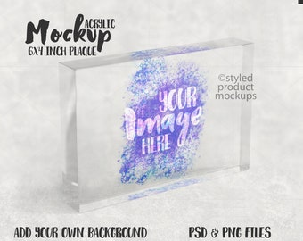Dye sublimation or vinyl 4x6 inch acrylic plaque horizontal Mockup | Add your own image and background