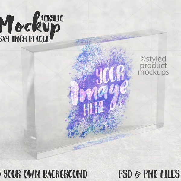 Dye sublimation or vinyl 4x6 inch acrylic plaque horizontal Mockup | Add your own image and background