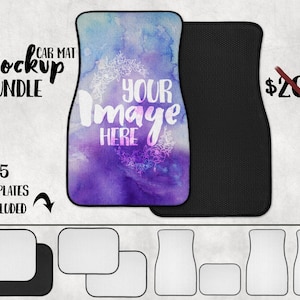 Sublimation car mat mockup template | Front and Back seat car mat mockup set
