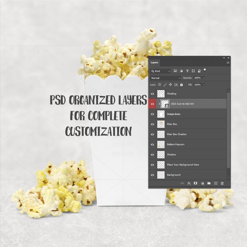 Party Favor Popcorn Box Mockup | PSD Smart Object, PNG, EPS & Canva Frame image 5