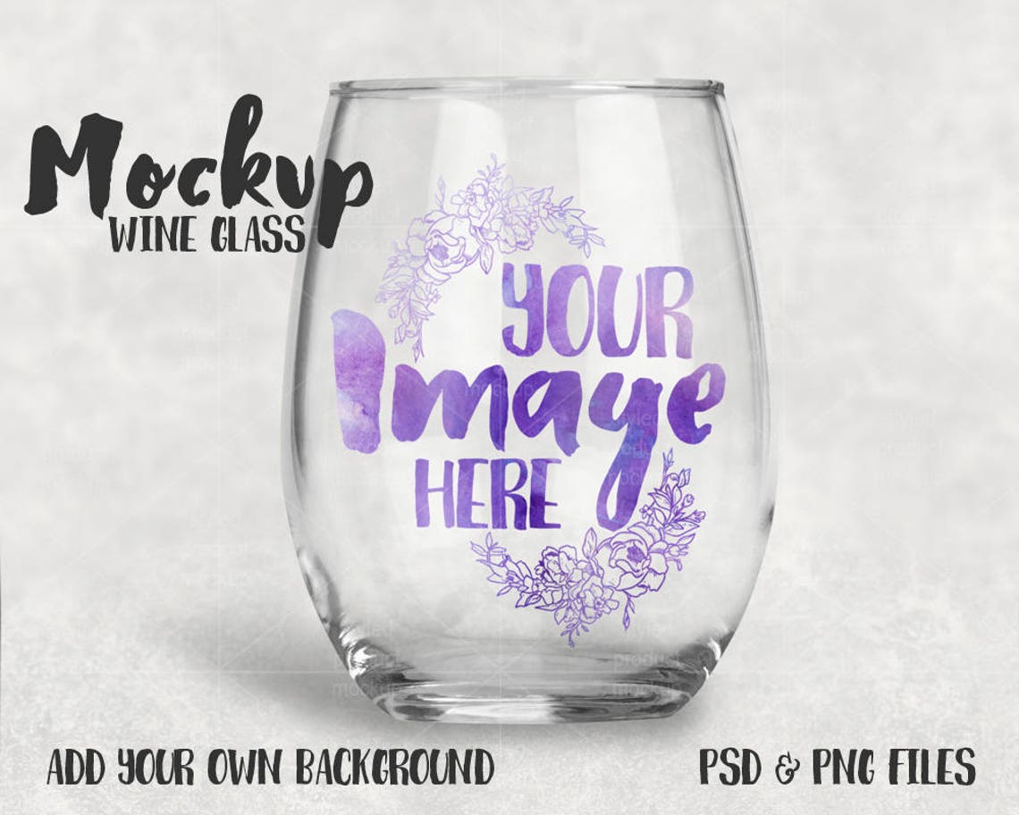 Stemless Wine Glass Template Mockup Add Your Own Image and Etsy