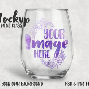 Stemless wine glass template mockup | Add your own image and background