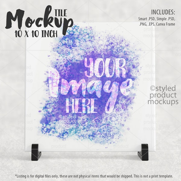 10x10 tile on plastic feet Mockup | 10x10 tile mockup | Add your own image and background