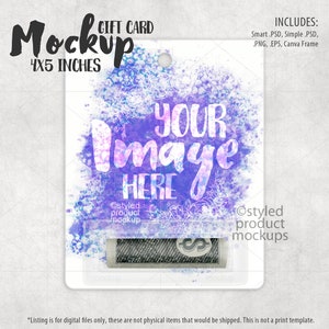 Dye Sublimation 4x5 Geschenkkarte Geldhalter Mockup | Fügen Sie Ihr eigenes Bild und Hintergrund hinzu