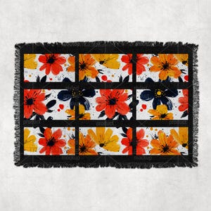 9 Panel Woven Blanket Mockup | Dye Sublimation Fringe Throw Blanket | PSD, Canva, PNG, EPS image 7