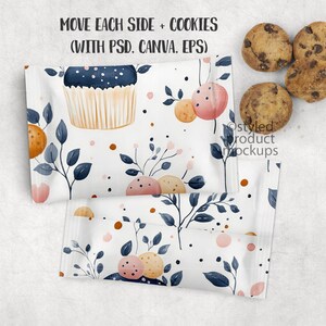 Chocolate chip mini cookie wrapper party favor Mockup | Add your own image and background | Canva frame mockup image 8