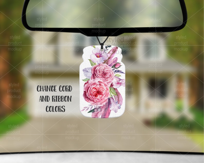 Download Dye sublimation mason jar shaped car air freshener mockup ...