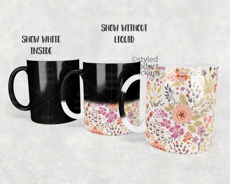 Dye sublimation 11oz color changing magic mug Mockup Add your own image and background image 5