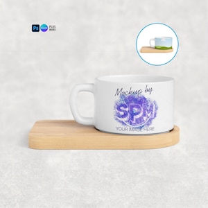 Matte Mug on Bamboo Tray Mockup (PSD, Canva, PNG) image 1