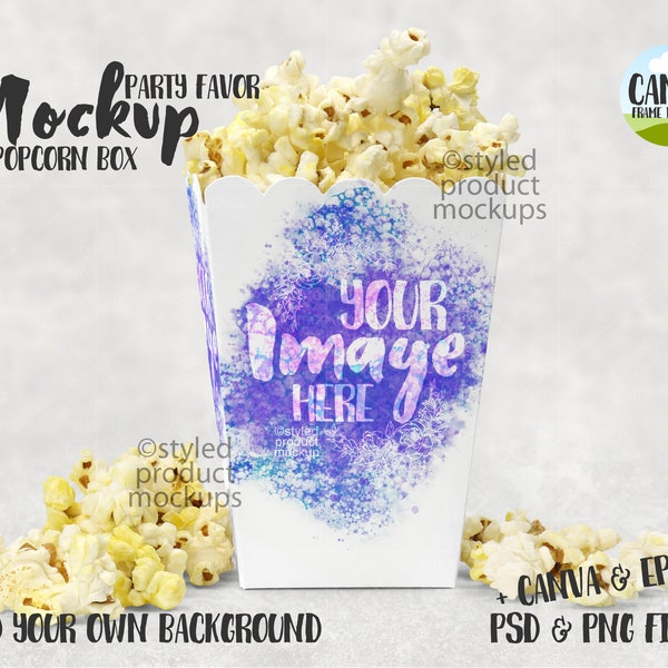 Popcorn box party favor mockup | Add your own image and background