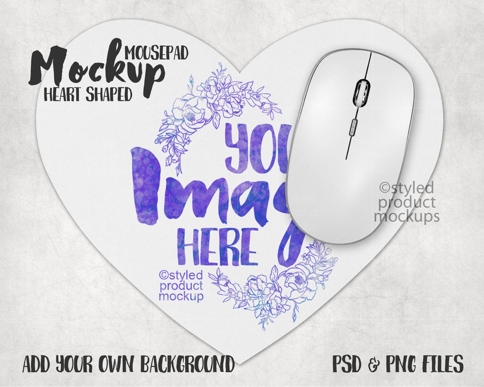 Download Heart Shaped Mouse Pad Template Mockup Add Your Own Image Etsy