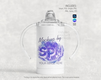 12oz Sippy Cup Mockup for Dye Sublimation | Add your own image and background