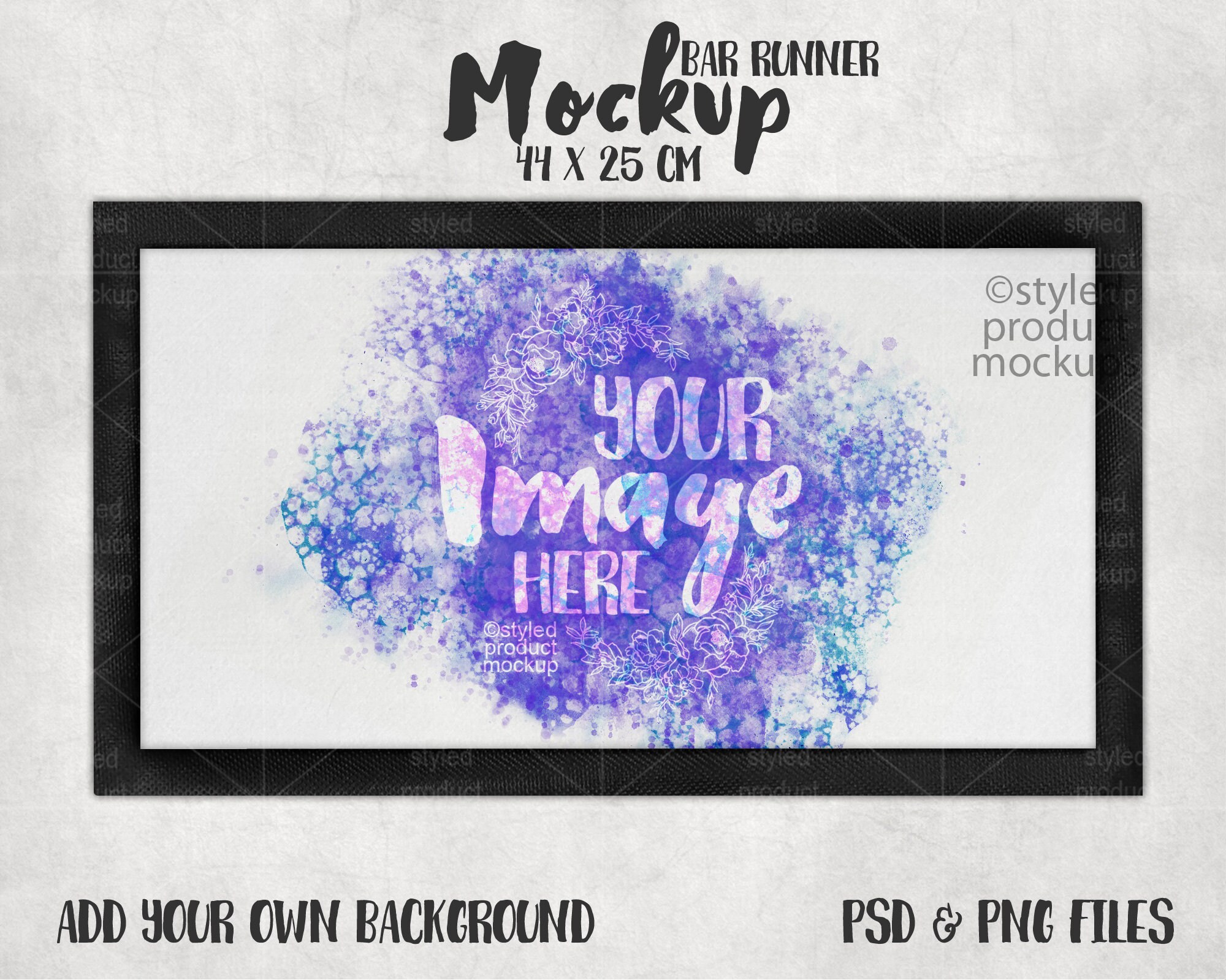 Dye sublimation bar runner mat Mockup Add your own image ...