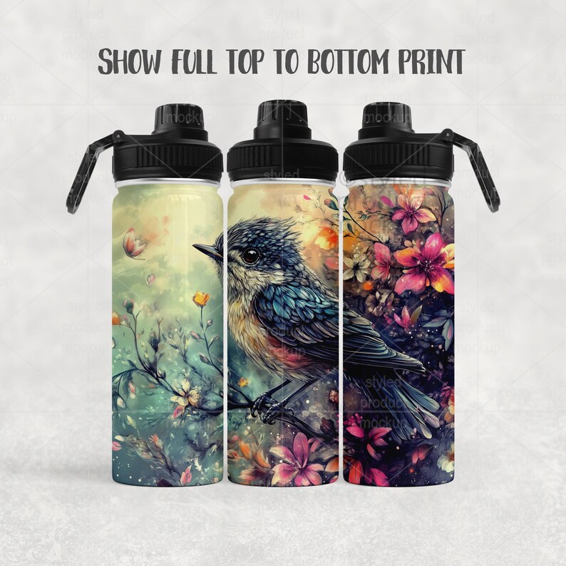 Maqueta de botella deportiva de 18 oz con sublimación de tinta / Agregue su propia imagen y fondo imagen 9